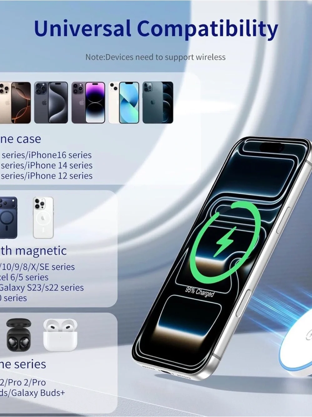 Wireless Magnetic Charging Pad with Phone Stand - Blue
